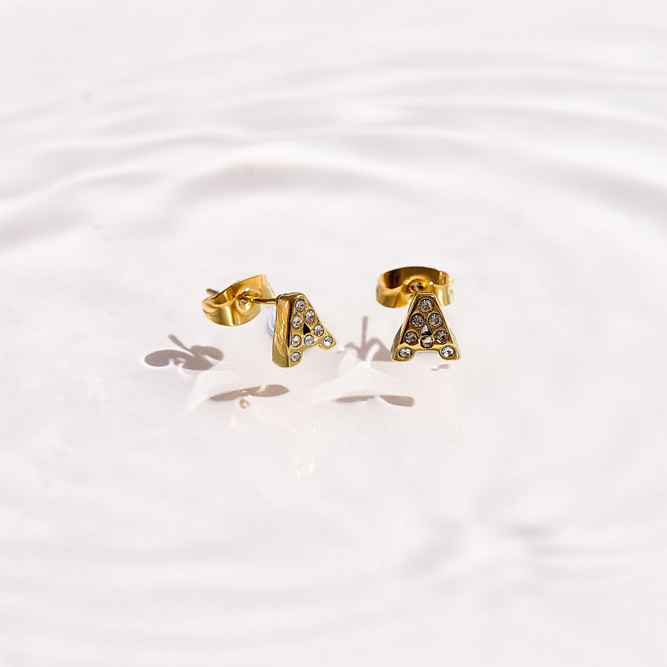 Crystal Initial Stud Earrings