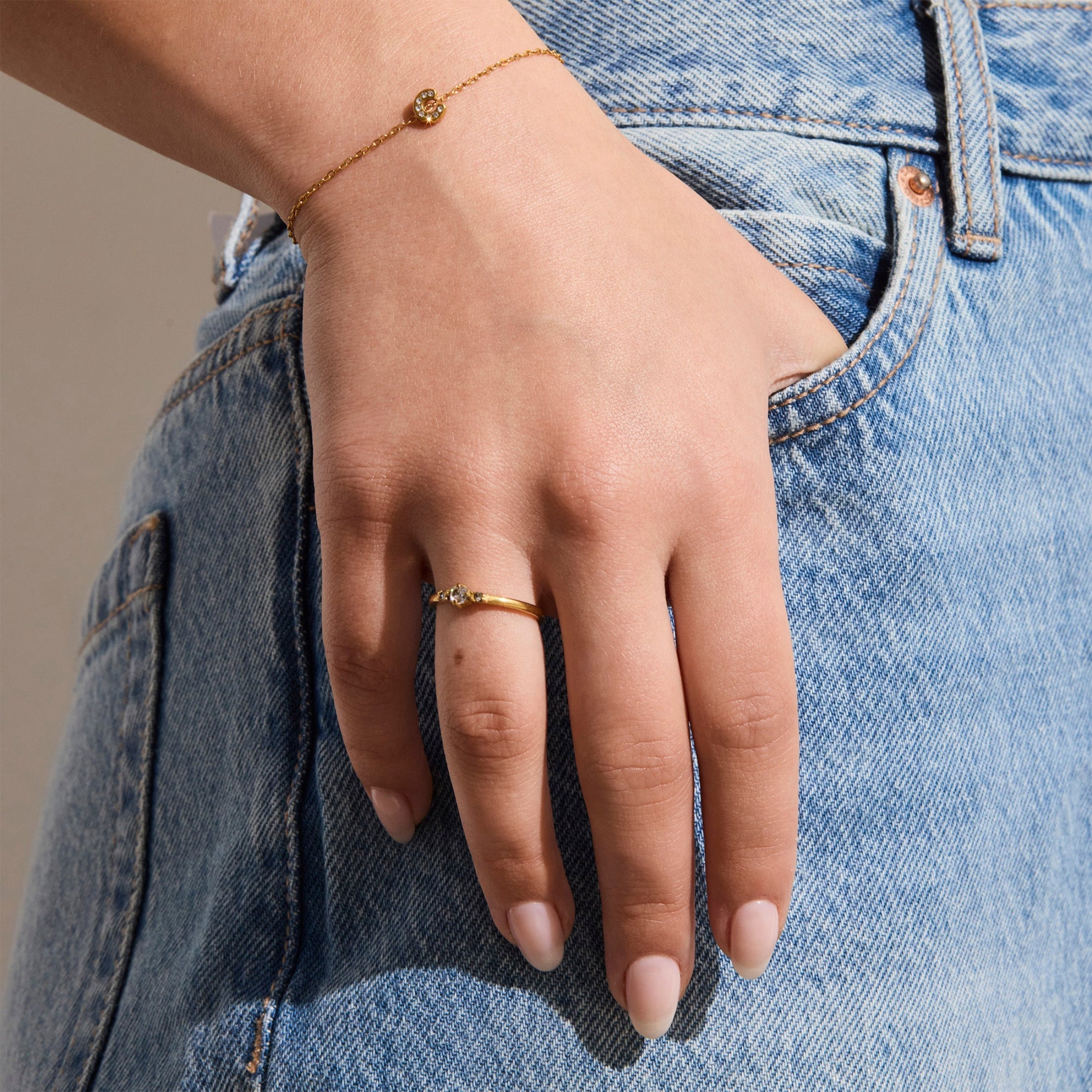 Crystal C Initial Bracelet