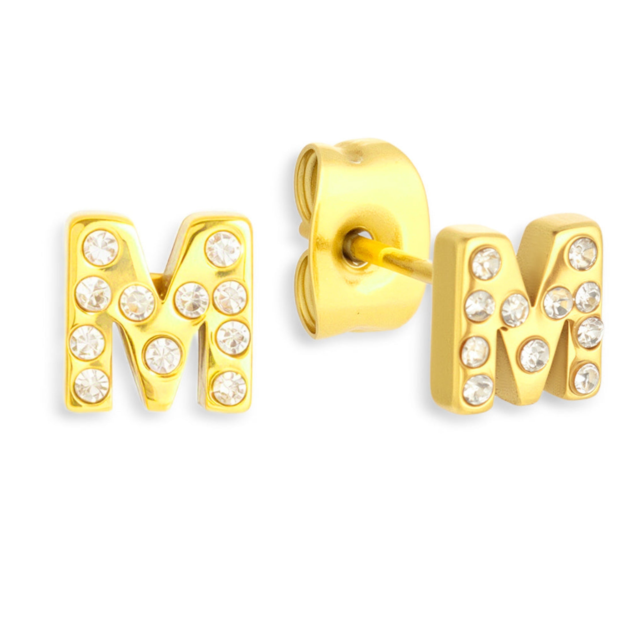 Crystal Initial Stud Earrings