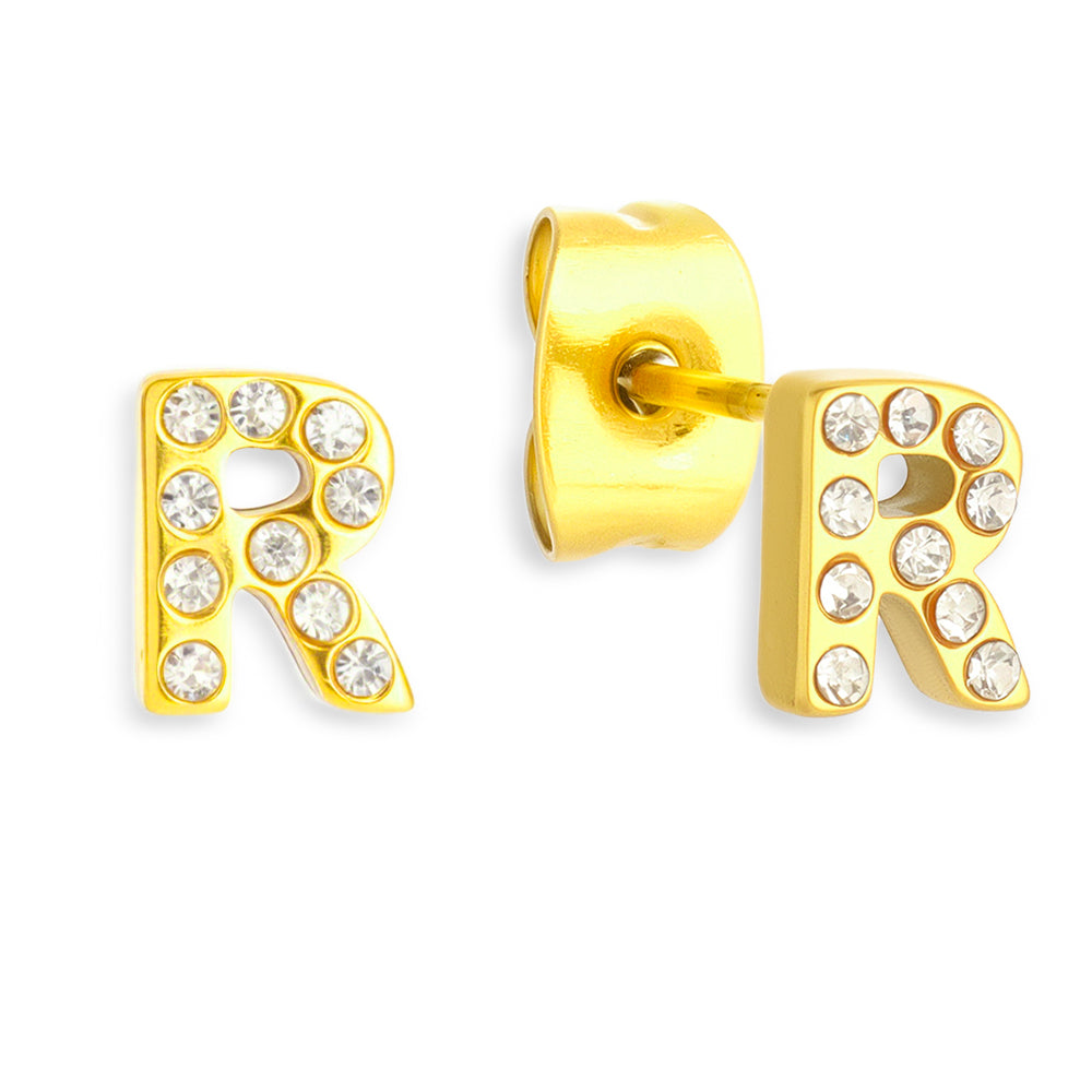Crystal Initial Stud Earrings