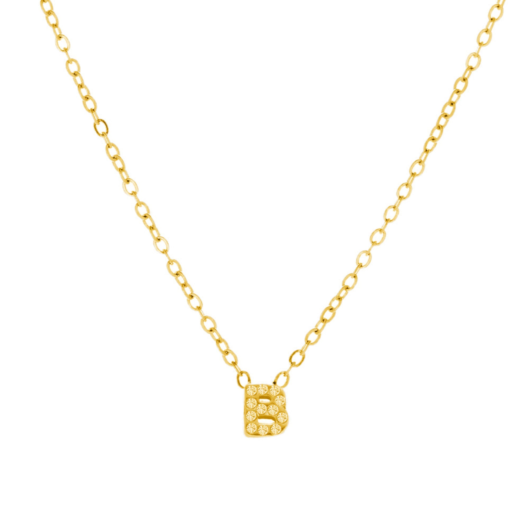Crystal B Initial Necklace