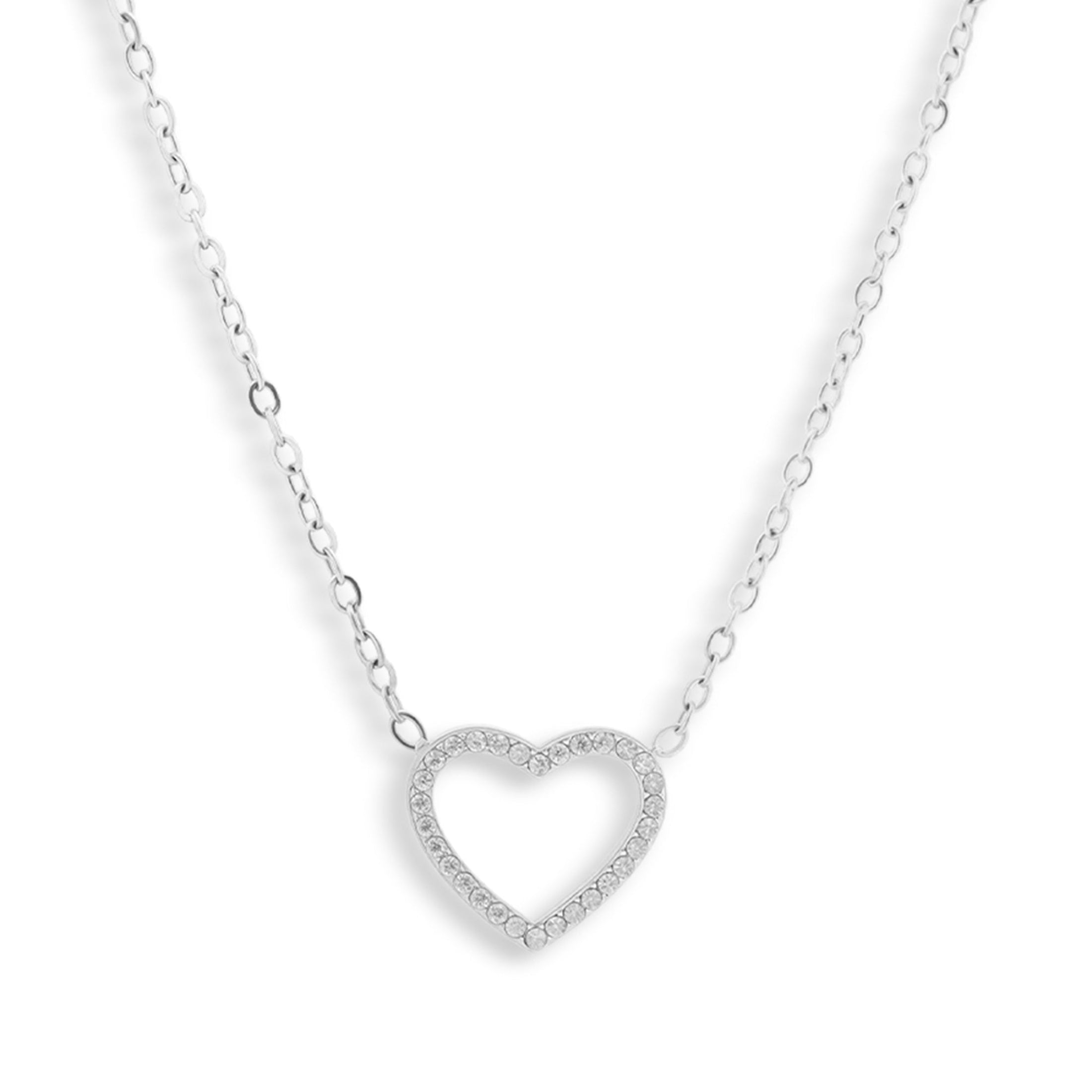 Crystal Heart Outline Necklace