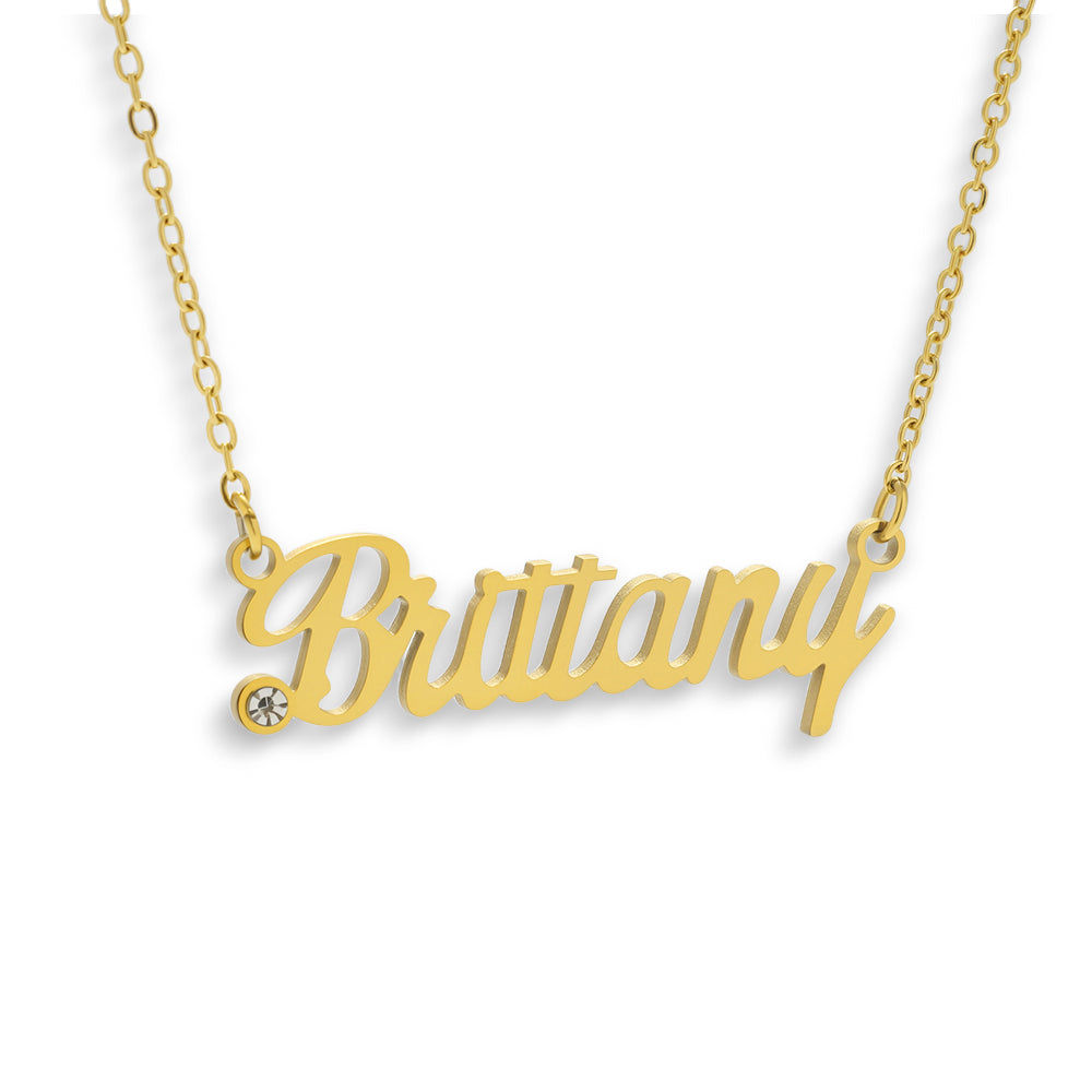 Celeste – Personalized Gemstone Nameplate Necklace