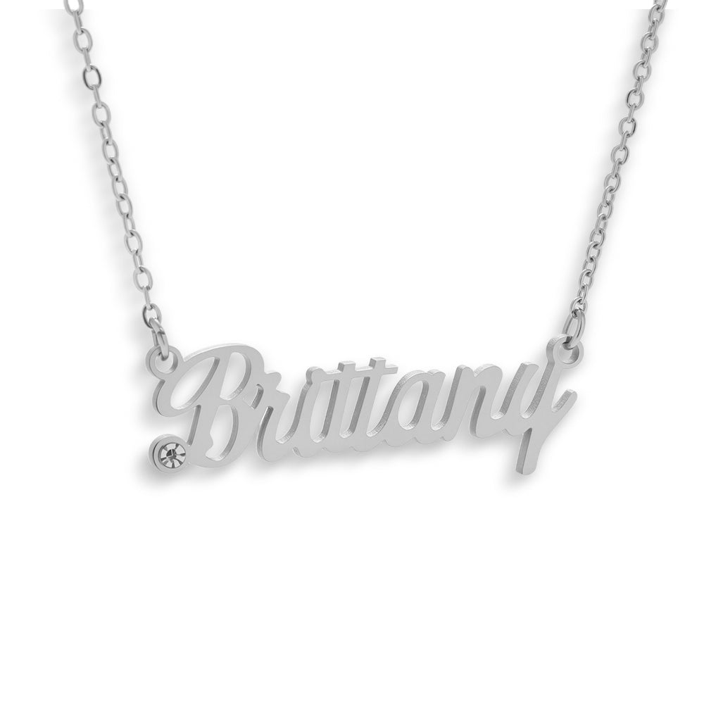Celeste – Personalized Gemstone Nameplate Necklace