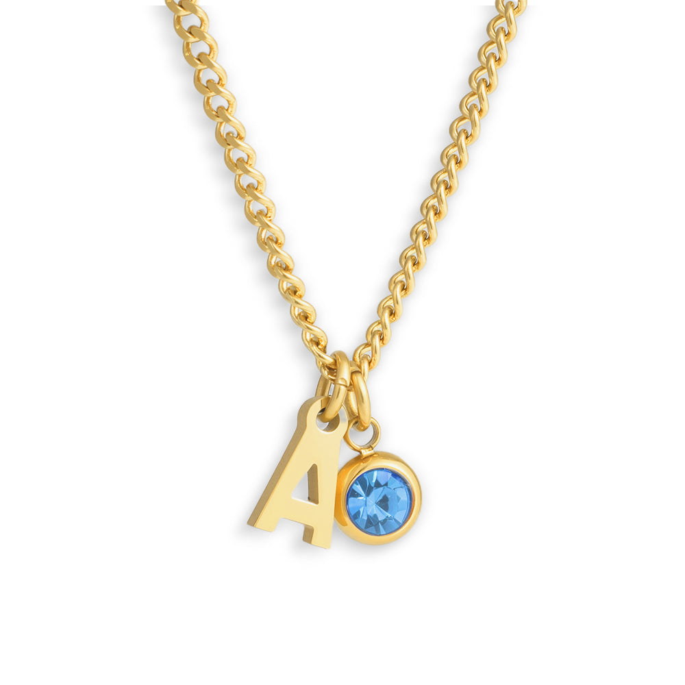 Celeste – Personalized Initial & Birthstone Pendant