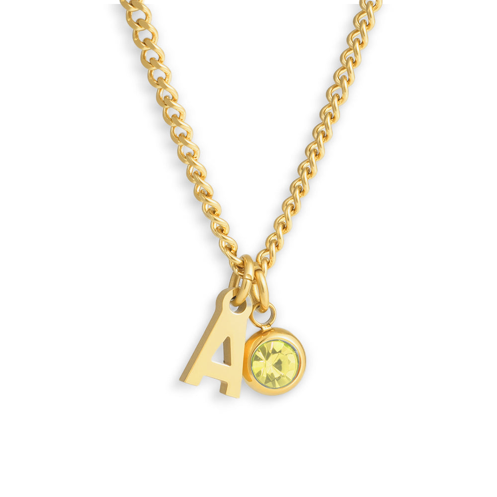 Celeste – Personalized Initial & Birthstone Pendant