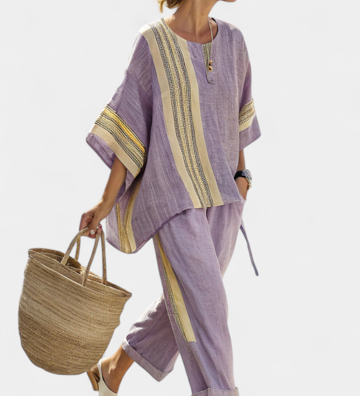 GIULIANA™|COMPLETO ESTIVO A RIGHE