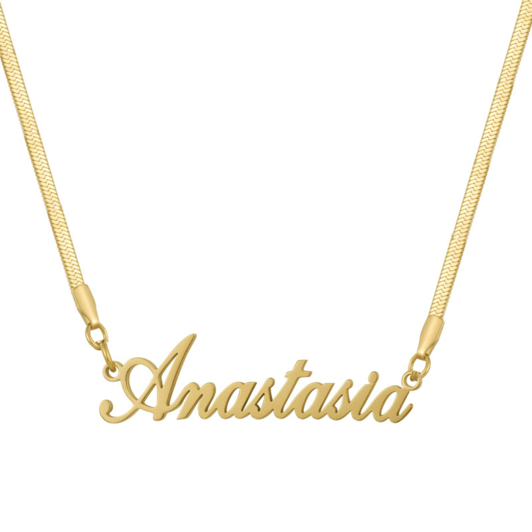 Signature Herringbone Nameplate Necklace