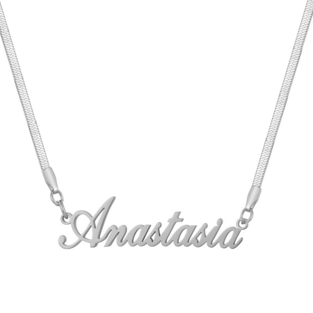 Signature Herringbone Nameplate Necklace