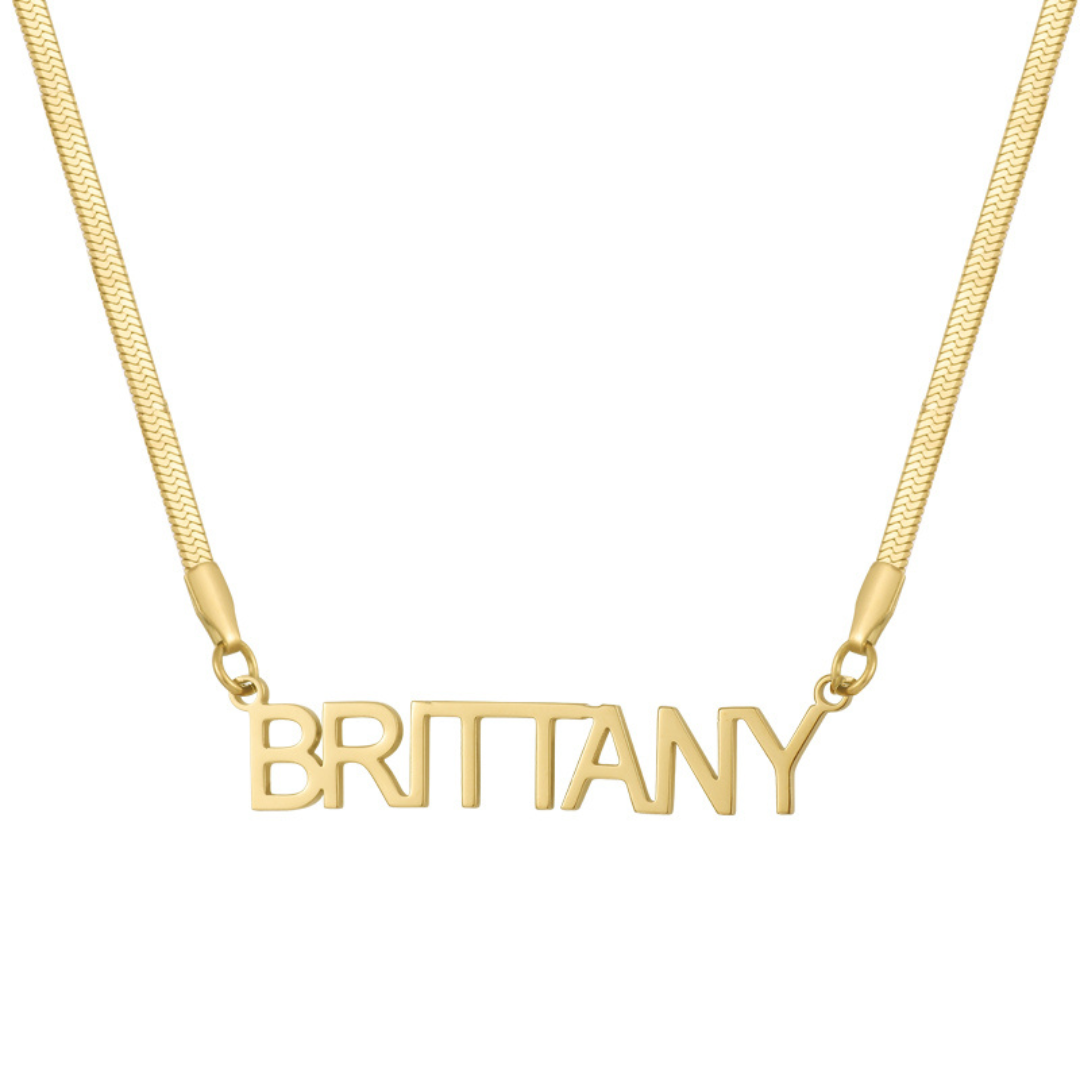 Signature Herringbone Nameplate Necklace