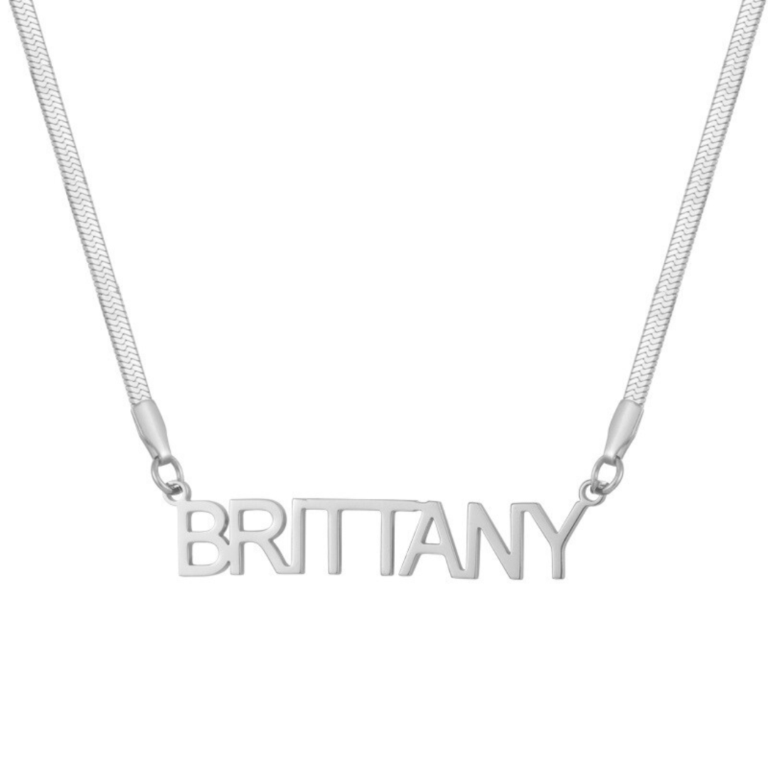 Signature Herringbone Nameplate Necklace